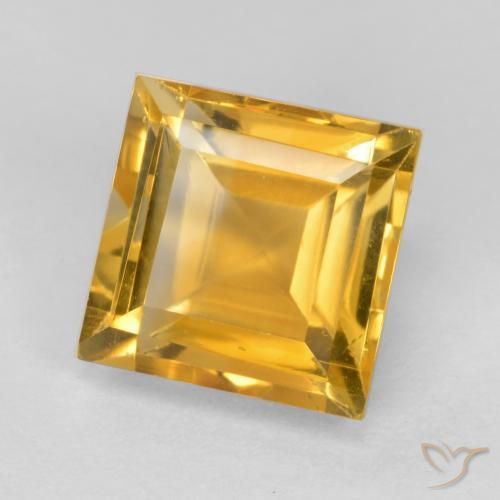 1.98 ct Golden Citrine Stone, Natural Citrine in Square Facet Shape for Sale