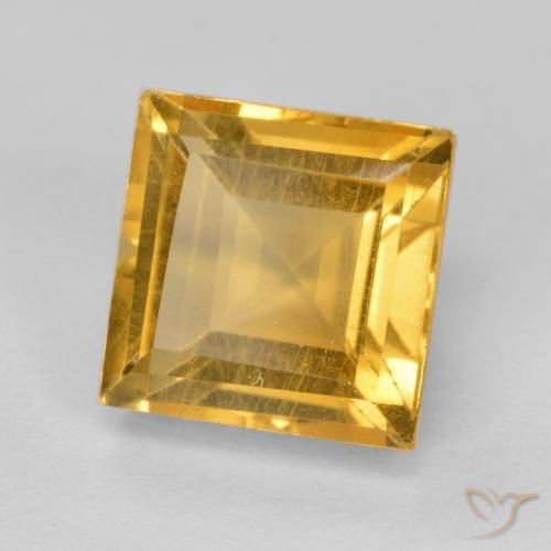 2.07 ct Golden Citrine Stone, Natural Citrine in Square Facet Shape for Sale