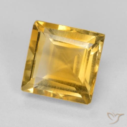 1.68 ct Golden Citrine Stone, Natural Citrine in Square Facet Shape for Sale