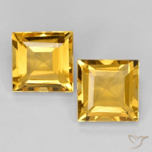 3.07 ct Yellow Citrine, 7 x 6.9 mm Square Cut From Brazil, Photo A