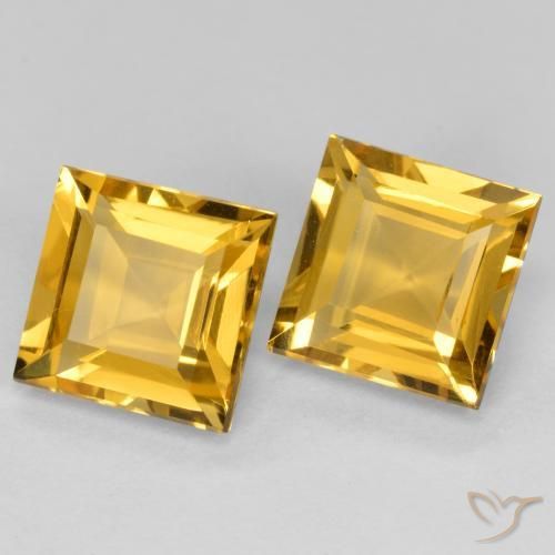3.07 ctw Golden Citrine Stones, Natural Citrine in Square Facet Shape for Sale