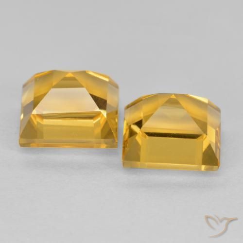 Citrine Gemstones in 7 x 7 mm (calibrated) Size for Sale, Citrine Stones in Medium Golden Color
