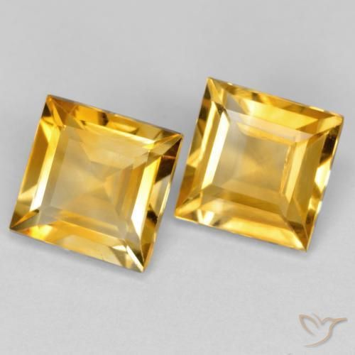 2.94 ctw Golden Citrine Stones, Natural Citrine in Square Facet Shape for Sale