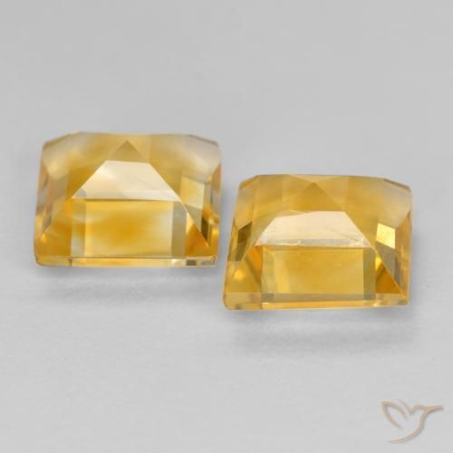 Citrine Gemstones in 7 x 7 mm (calibrated) Size for Sale, Citrine Stones in Golden Orange Color
