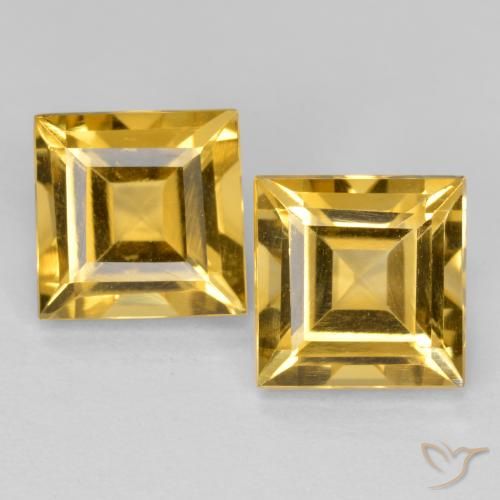 3.45ctw Natural Medium-Light Golden Citrine, Square, VS