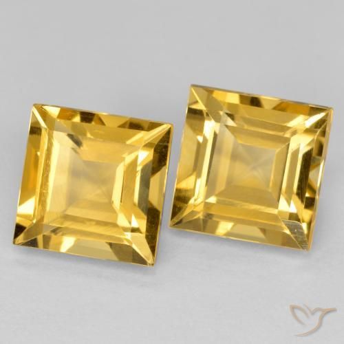 3.45 ctw Golden Citrine Stones, Natural Citrine in Square Facet Shape for Sale