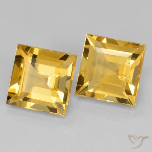 3.30 ctw Golden Citrine Stones, Natural Citrine in Square Facet Shape for Sale