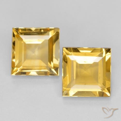 2.94 ct Yellow Citrine, 7 x 6.9 mm Square Cut From Brazil, Photo A