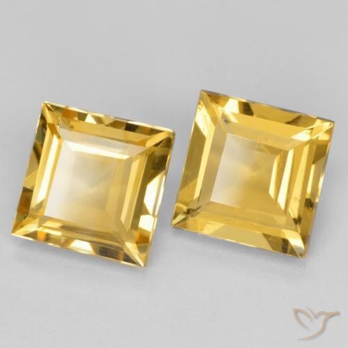 2.94 ctw Golden Citrine Stones, Natural Citrine in Square Facet Shape for Sale