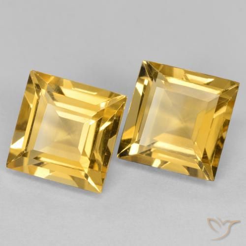 3.26 ctw Golden Citrine Stones, Natural Citrine in Square Facet Shape for Sale