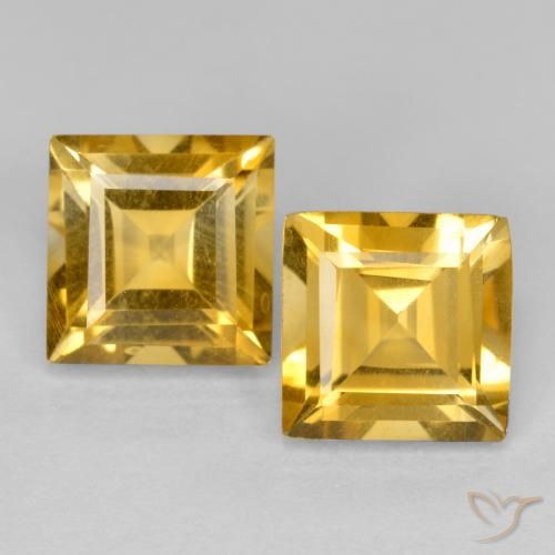 3.25 ct Yellow Citrine, 7.1 x 6.9 mm Square Cut From Brazil, Photo A