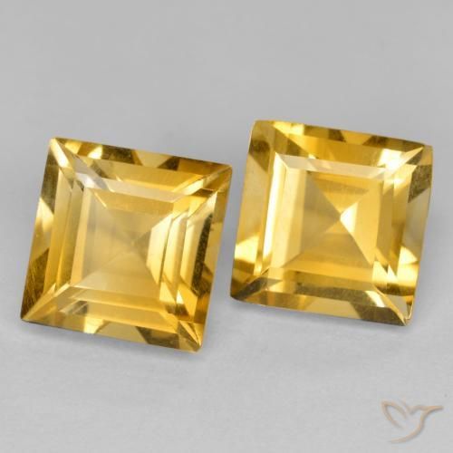 3.25 ctw Golden Citrine Stones, Natural Citrine in Square Facet Shape for Sale