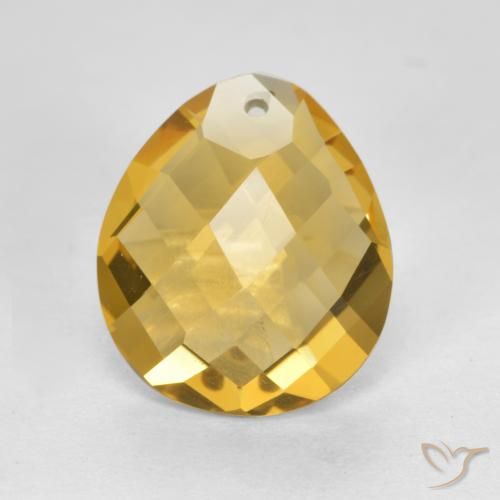 3.52ct Natural Medium Golden Citrine, Pear Shape, VVS-VS
