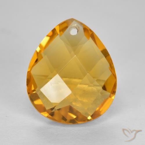 3.49ct Natural Dark Orange-Gold Citrine, Pear Shape, VVS-VS