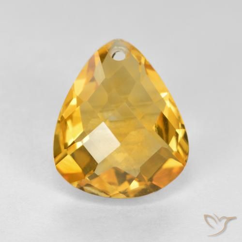 3.33ct Natural Bright Gold Citrine, Pear Shape, VVS-VS