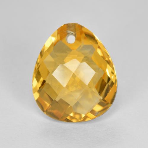 Medium-Dark Golden Citrin Edelstein - 3.6ct Pear Checkerboard with Hole (ID: 557722)