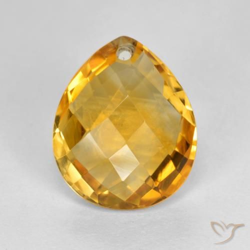 3.73ct Natural Dark Golden Citrine, Pear Shape, VVS-VS