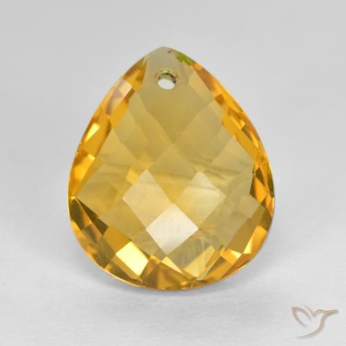 3.61ct Natural Deep Golden Orange Citrine, Pear Shape, VVS-VS