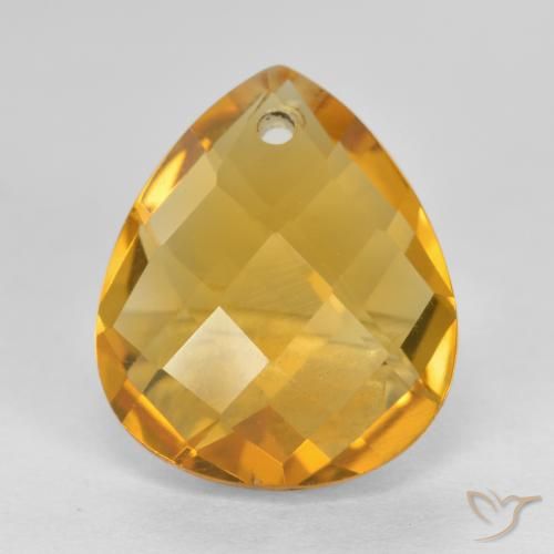3.74ct Natural Dark Golden Citrine, Pear Shape, VVS-VS