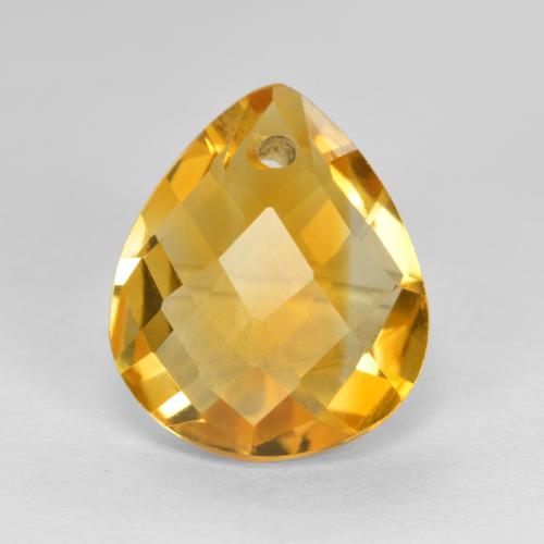 Deep Golden Orange Цитрин Камень - 3.6ct Pear Checkerboard with Hole (ID: 557728)