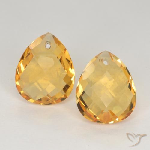 7.34ctw Natural Medium-Dark Golden Citrine, Pear Shape, VVS-VS