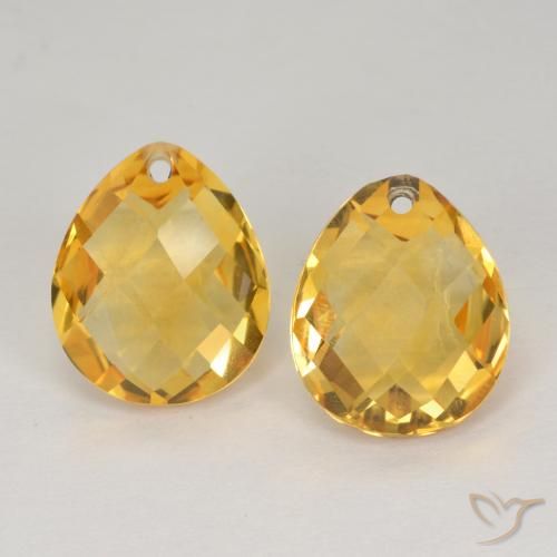 7.58ctw Natural Medium-Dark Golden Citrine, Pear Shape, VVS-VS