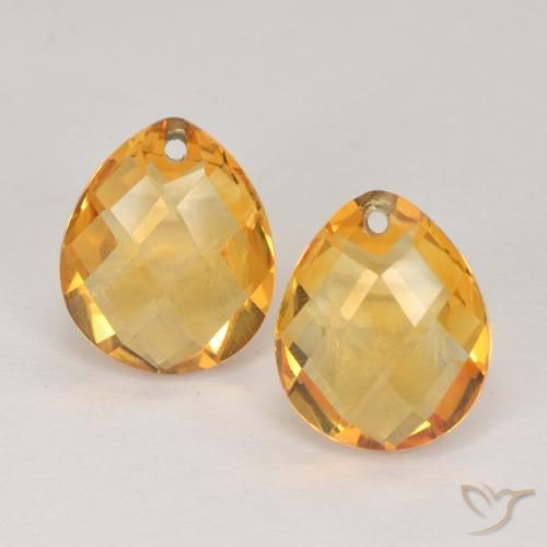 7.42ctw Natural Orange-Gold Citrine, Pear Shape, VVS-VS