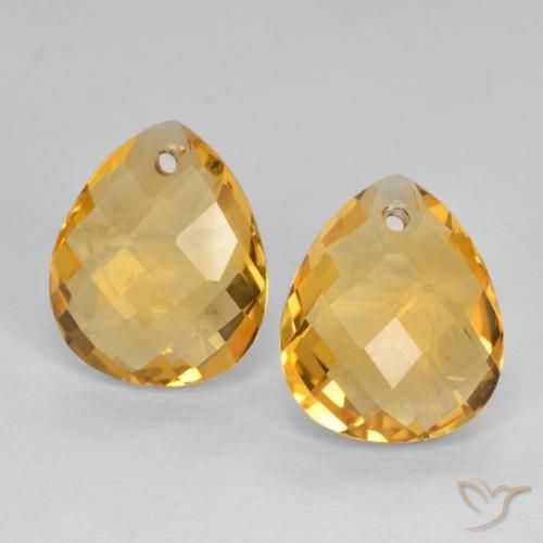 6.99ctw Natural Deep Golden Orange Citrine, Pear Shape, VVS-VS