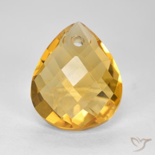 3.82ct Natural Medium-Dark Golden Citrine, Pear Shape, VVS-VS