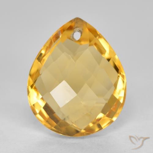 3.82ct Natural Medium-Dark Golden Citrine, Pear Shape, VVS-VS