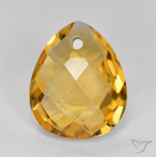 3.37ct Natural Deep Golden Orange Citrine, Pear Shape, VVS-VS