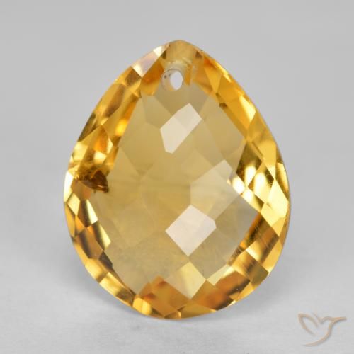 3.30ct Natural Deep Golden Orange Citrine, Pear Shape, VS-SI