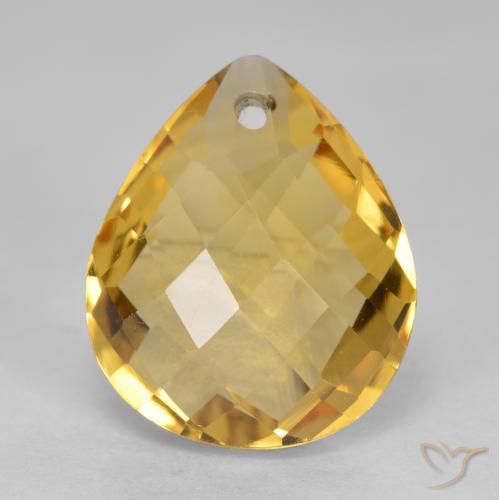 3.44ct Natural Medium-Dark Golden Citrine, Pear Shape, VVS-VS