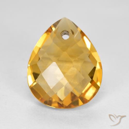 3.68ct Natural Deep Golden Orange Citrine, Pear Shape, VVS-VS