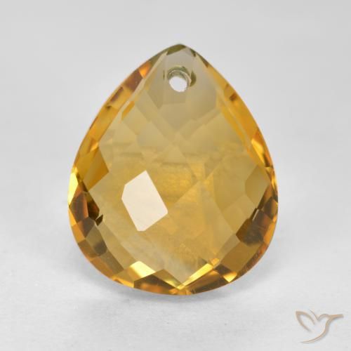 3.83ct Natural Deep Golden Orange Citrine, Pear Shape, VVS-VS