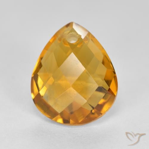 3.81ct Natural Deep Golden Orange Citrine, Pear Shape, VVS-VS