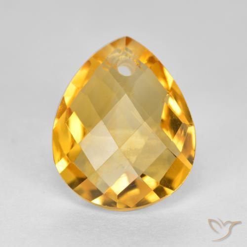 3.88ct Natural Golden Orange Citrine, Pear Shape, VVS-VS