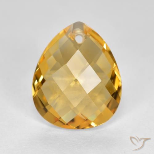 3.47ct Natural Medium-Dark Golden Citrine, Pear Shape, VVS-VS