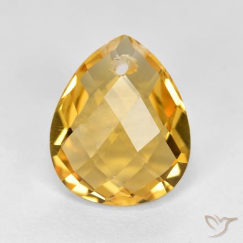 3.61ct Natural Medium-Dark Golden Citrine, Pear Shape, VVS-VS