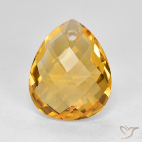 3.53ct Natural Medium-Light Orange-Gold Citrine, Pear Shape, VVS-VS