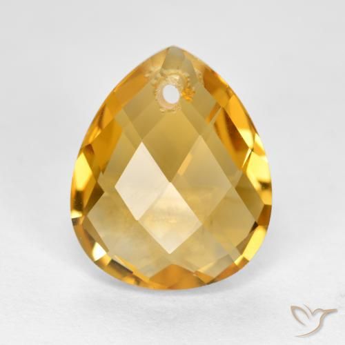 3.73ct Natural Medium-Dark Golden Citrine, Pear Shape, VVS-VS