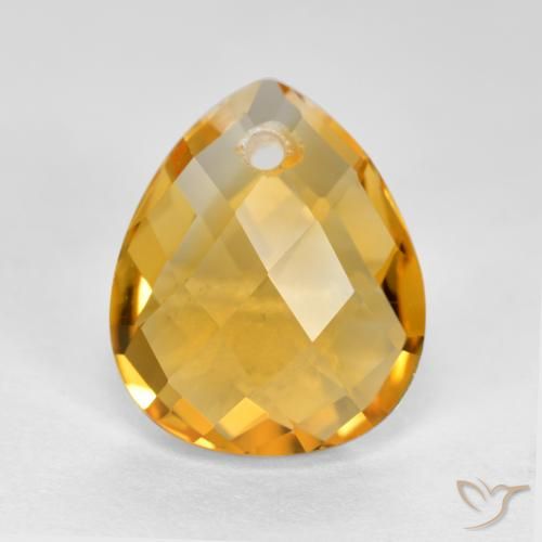 3.53ct Natural Deep Golden Orange Citrine, Pear Shape, VVS-VS
