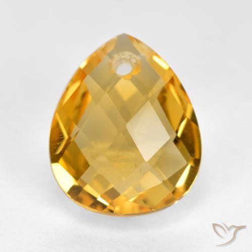 3.69ct Natural Deep Golden Orange Citrine, Pear Shape, VVS-VS
