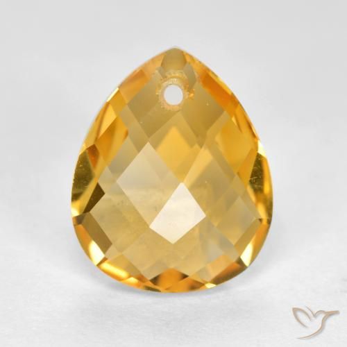 3.63ct Natural Deep Golden Orange Citrine, Pear Shape, VVS-VS
