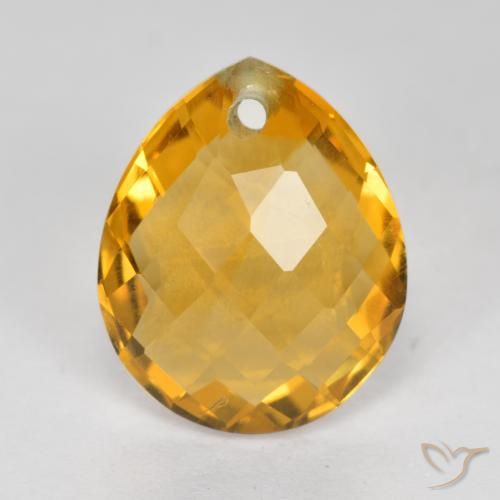 3.37ct Natural Dark Golden Citrine, Pear Shape, VVS-VS