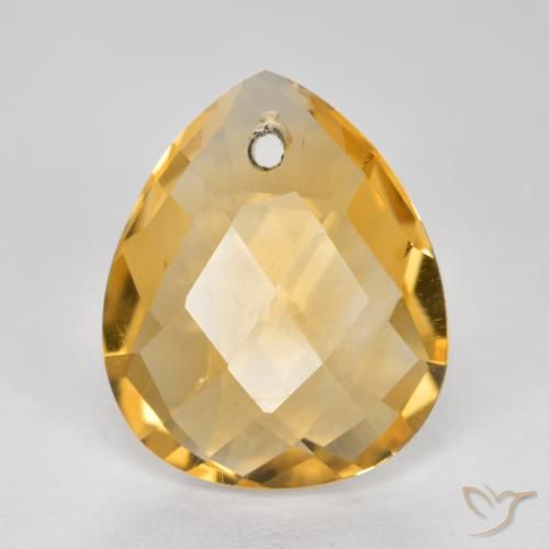 3.49ct Natural Deep Golden Orange Citrine, Pear Shape, VVS-VS