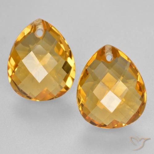 7.14ctw Natural Dark Orange-Gold Citrine, Pear Shape, VVS-VS