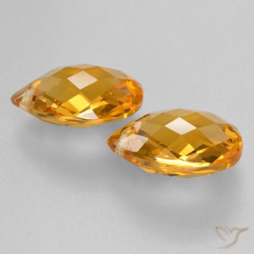 Citrine Gemstones in 12 x 10 mm (calibrated) Size for Sale, Citrine Stones in Dark Orange-Gold Color
