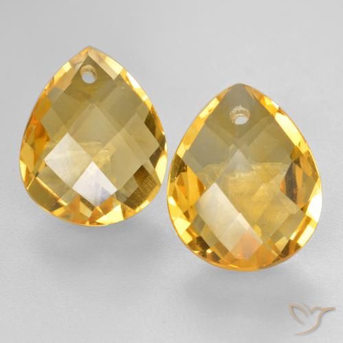 7.73ctw Natural Medium-Dark Golden Citrine, Pear Shape, VVS-VS