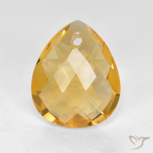 3.17ct Natural Medium-Dark Golden Citrine, Pear Shape, VVS-VS
